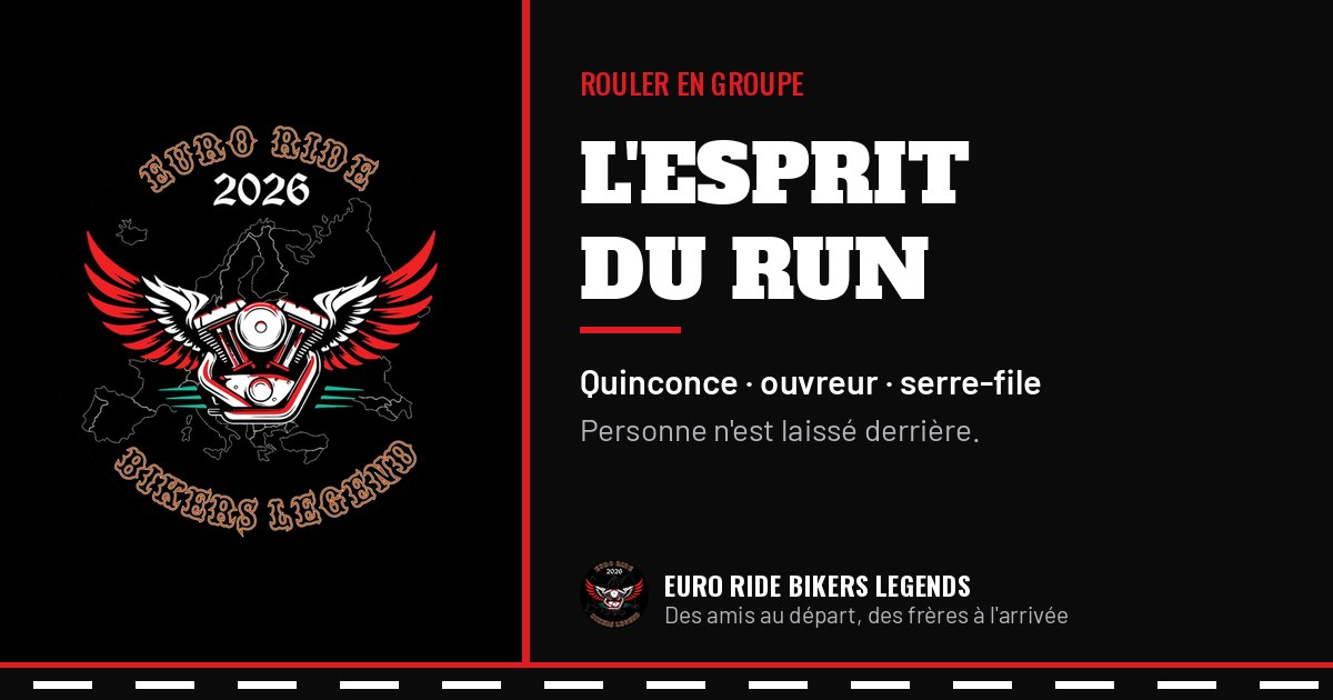 Logo Euro Ride Bikers Legends : les règles de roulage en groupe.