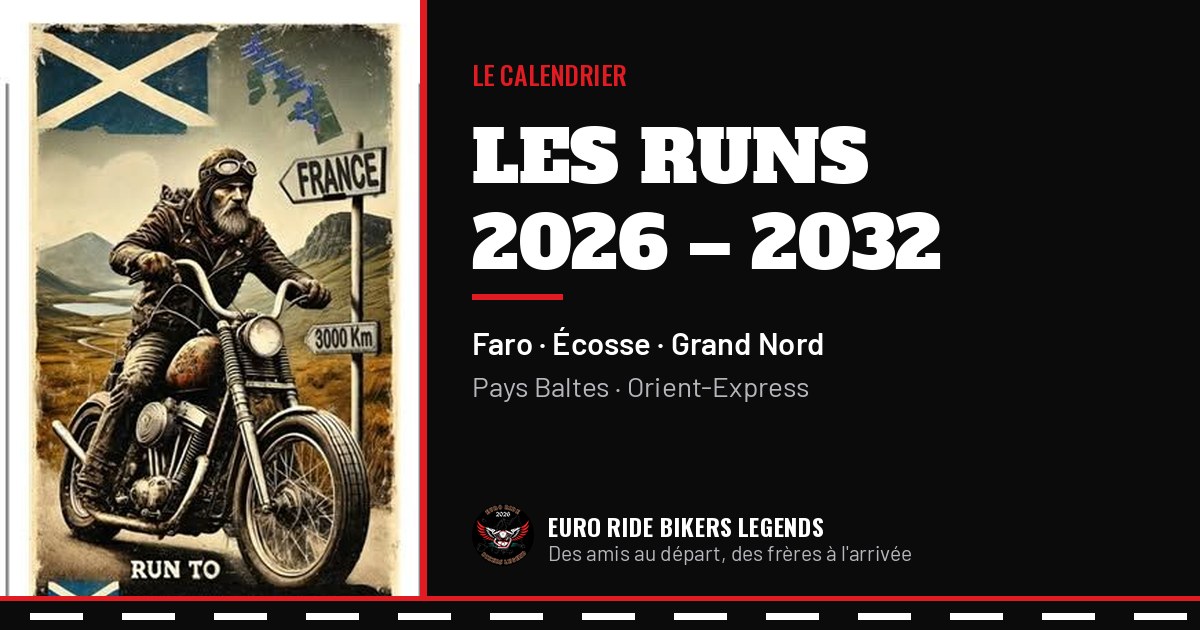 Les cinq affiches des runs de l'association, côte à côte.